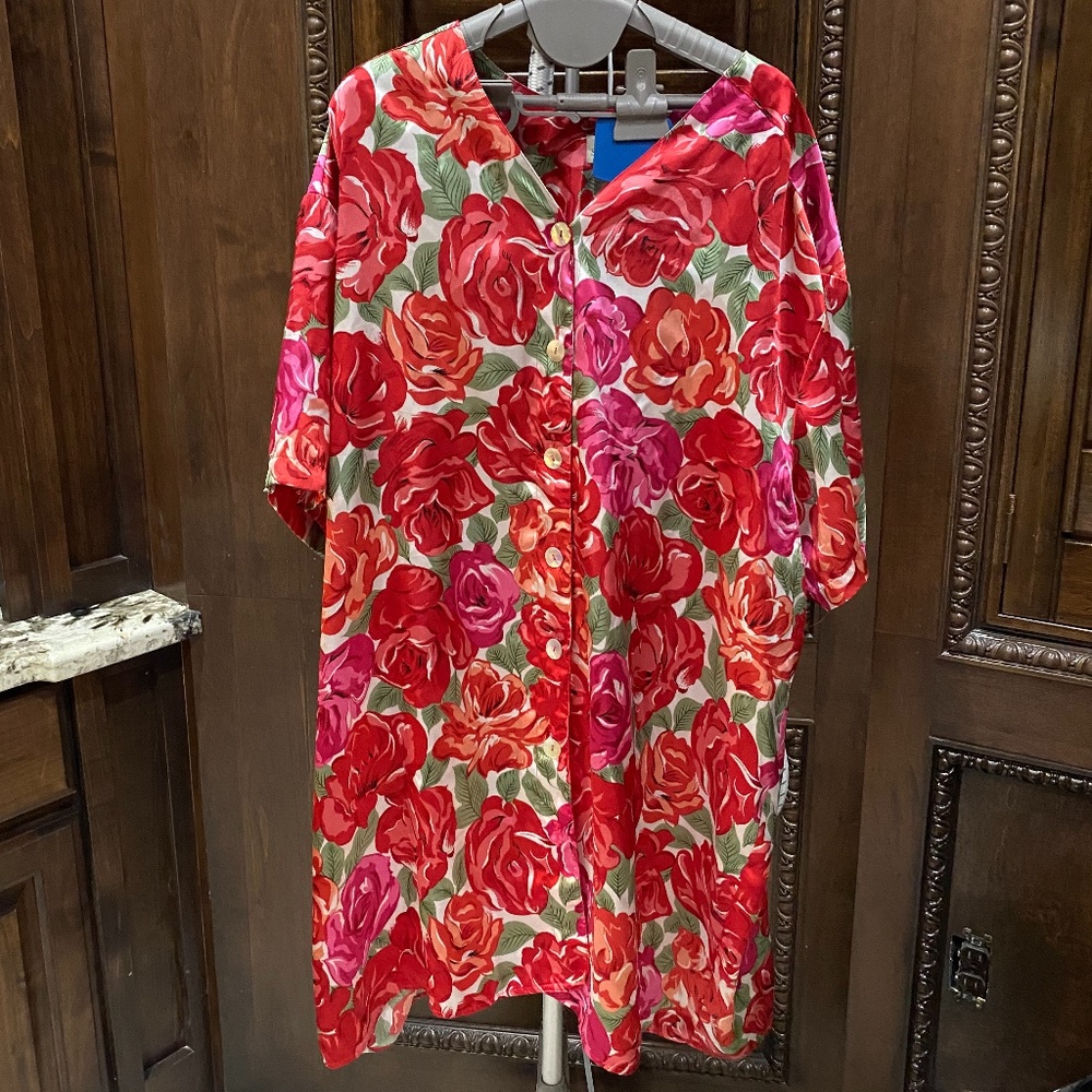 FLORAL Satin Robe Cover up